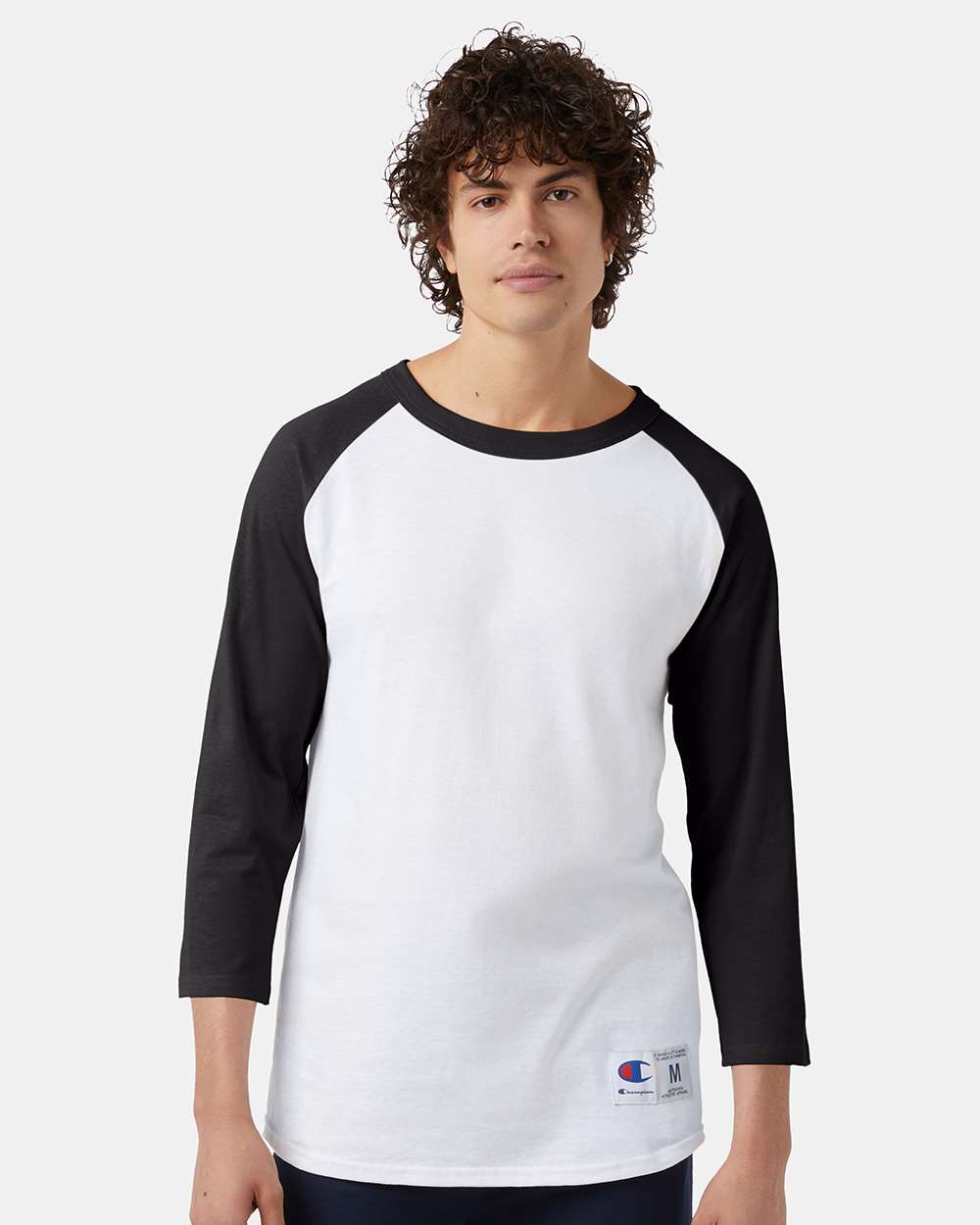 Champion T137 - Raglan Baseball T-Shirt - White/ Black | Wordans USA