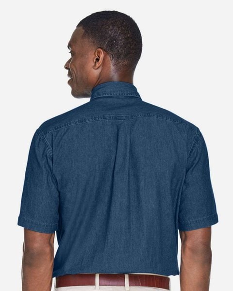 Harriton M550S - Men's 6.5 oz. Short-Sleeve Denim Shirt - Dark