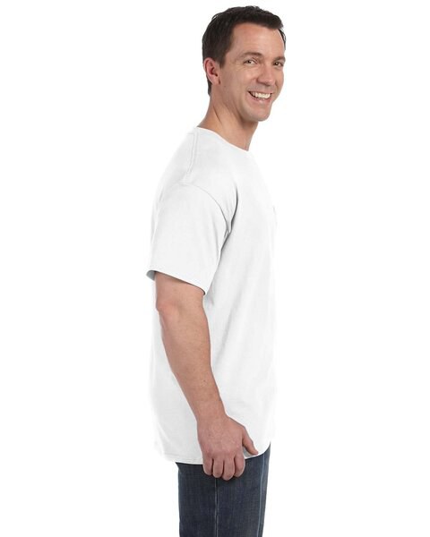 Hanes Tagless 100% Cotton Pocket T-Shirt - ComfortSoft Fabric, Preshrunk (White, Medium)