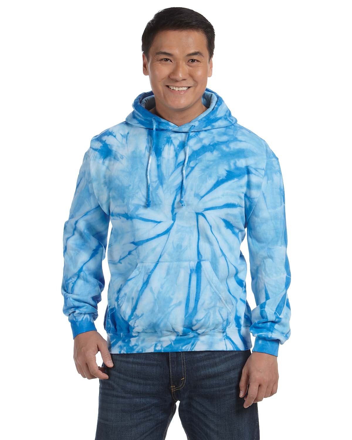 Colortone T8777 - SPIDER TIE DYE ADULT HOOD - Baby Blue | Wordans USA
