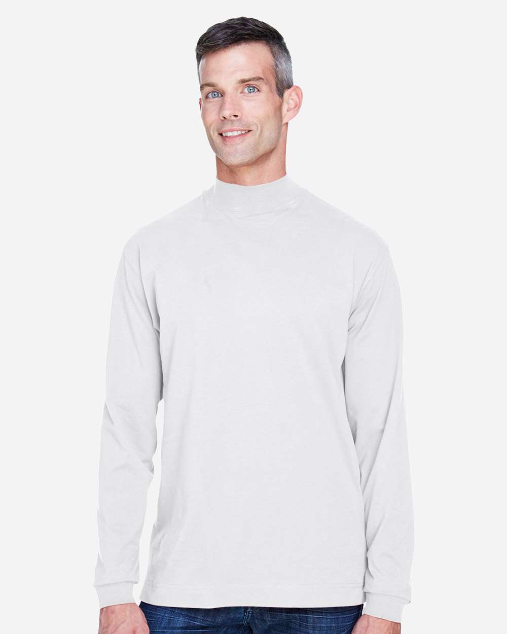 Devon & Jones D420 - Sueded Cotton Jersey Mock Turtleneck - White