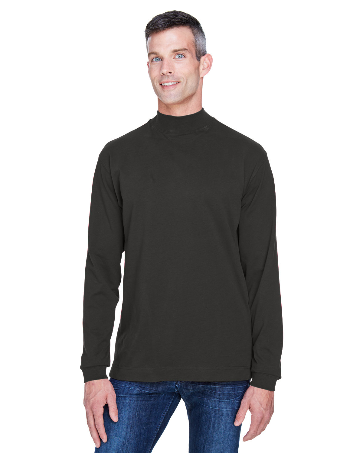 Devon Jones D420 Sueded Cotton Jersey Mock Turtleneck White