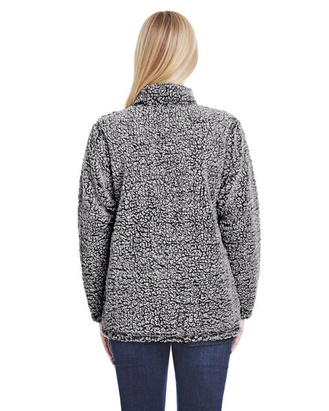 J. America JA8451 - Ladies' Epic Sherpa 1/4 Zip - Black Heather