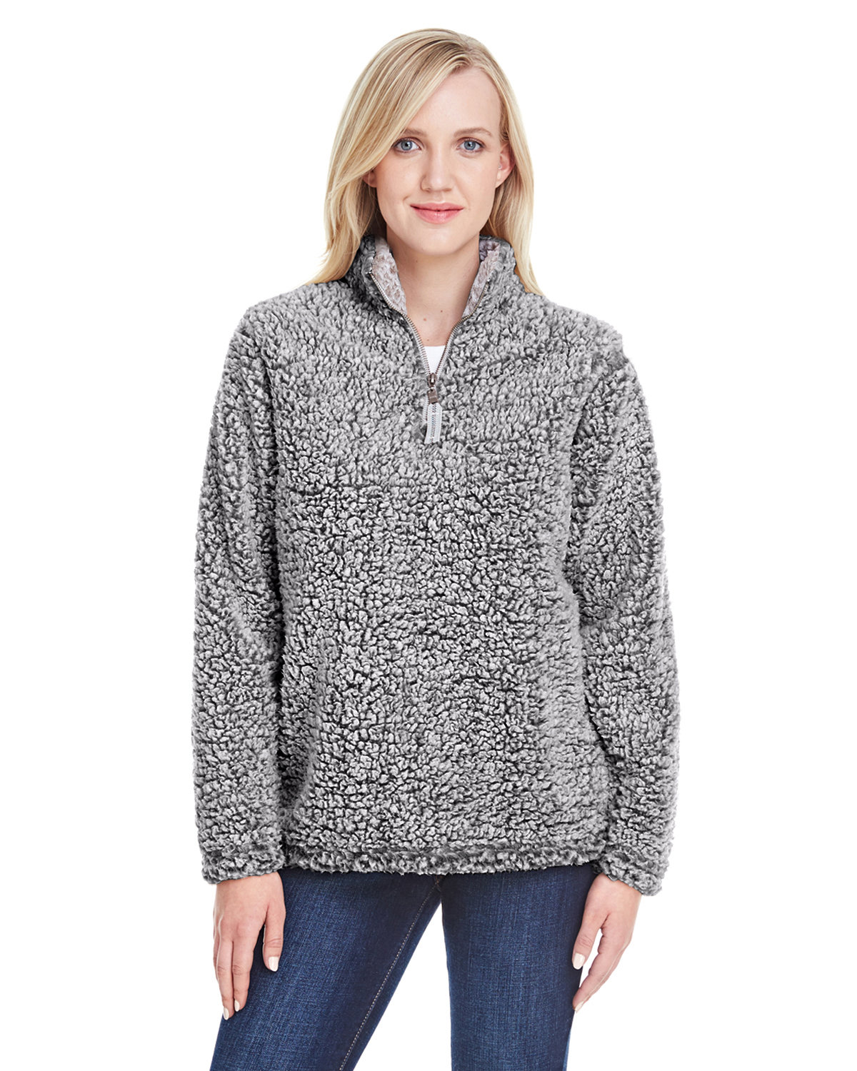 J. America JA8451 - Ladies' Epic Sherpa 1/4 Zip - Black Heather