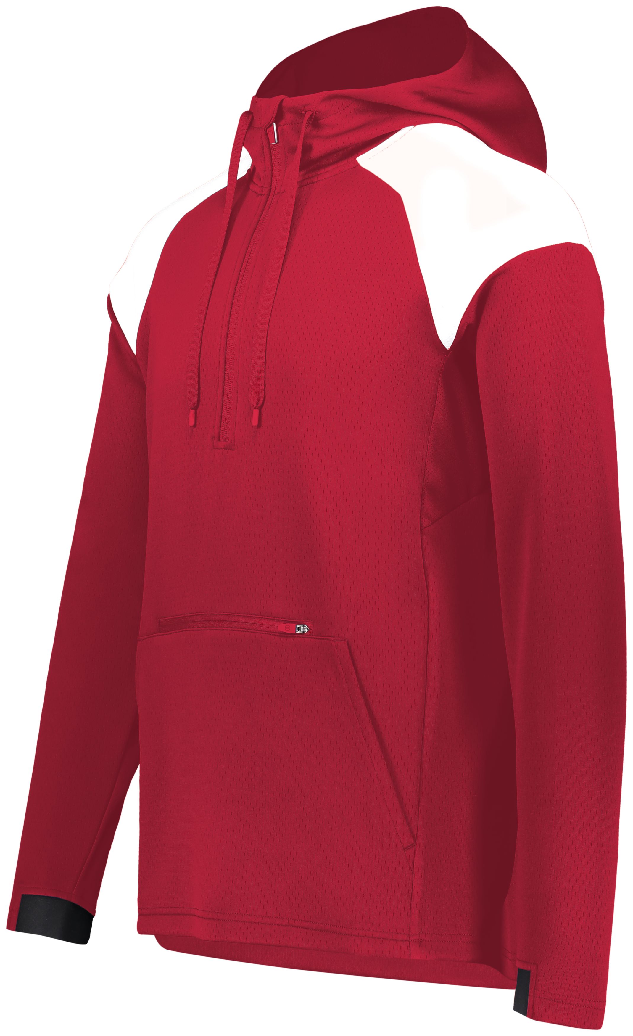 Holloway Sportswear Limitless 1/4 Zip Hoodie - Black/White, Moisture Wicking, Large Size