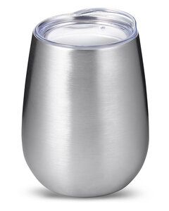 Prime Line PL-2229 - 10oz Stemless Vacuum Wine Tumbler With Lid Silver