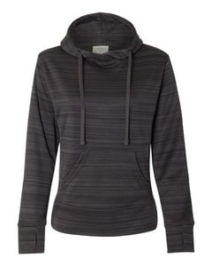 J. America 8662 - Sudadera con capucha Odyssey Striped Performance Fleece Lapover de mujer