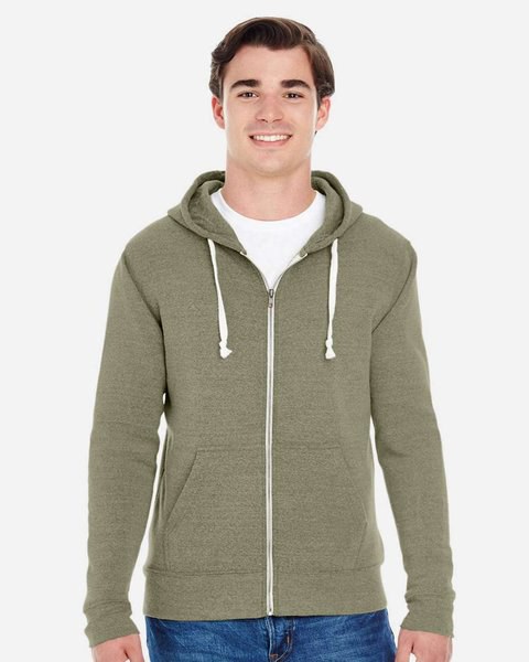 J. America 8872 - Sudadera con capucha y cremallera completa Triblend para hombre