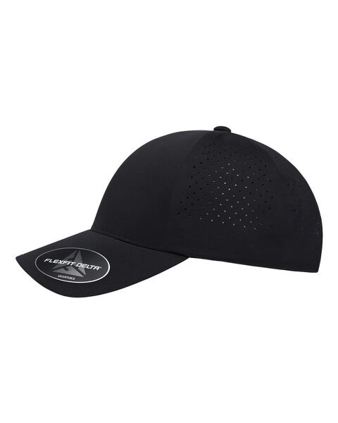 Flexfit 180AP - Delta® Snapback Perforated Cap - Black | Wordans USA