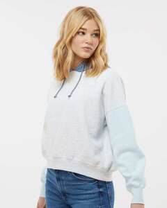 MV Sport W23716 - Sudadera con capucha Sueded Fleece Colorblocked Crop de mujer