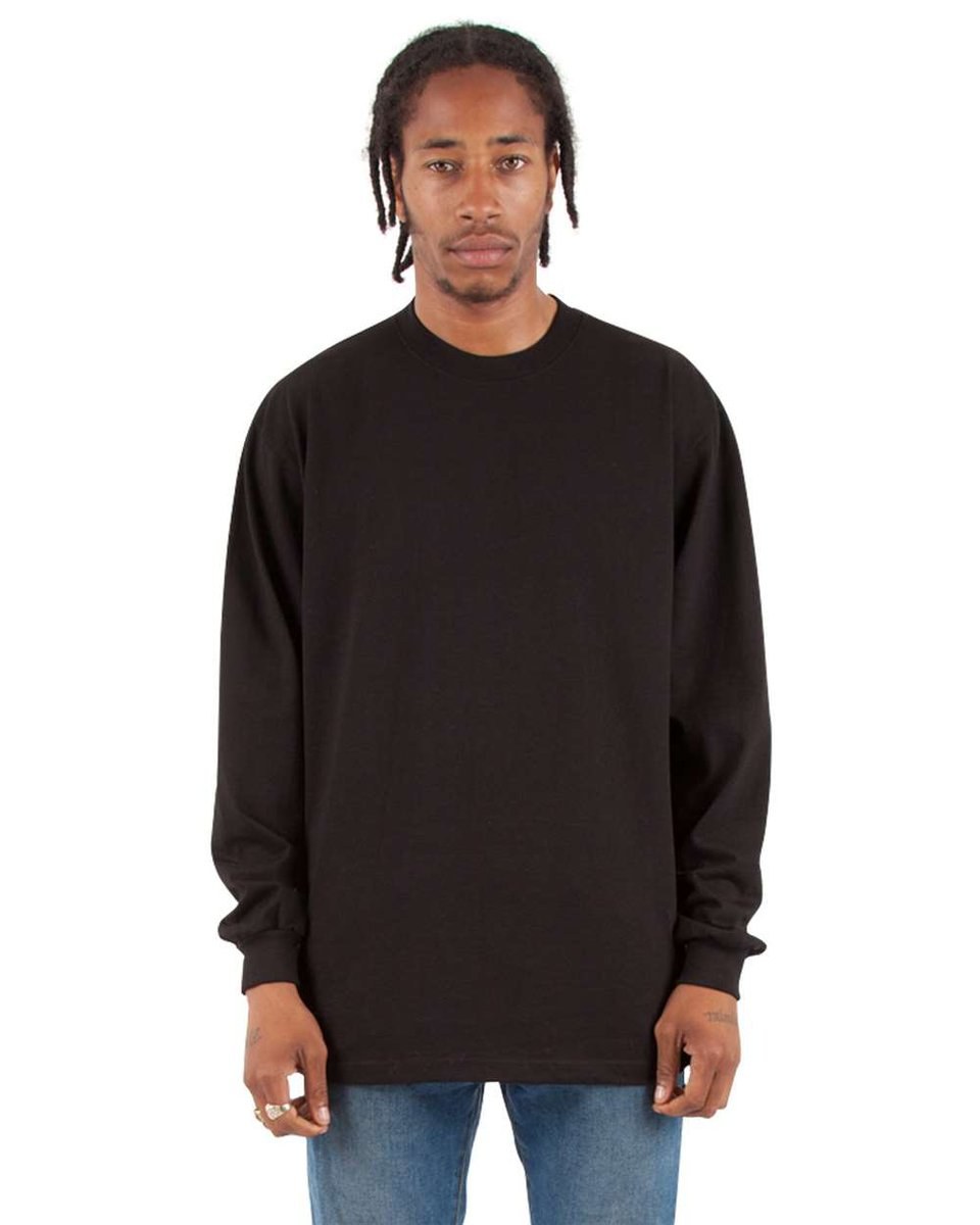 Shaka Wear SHMHLS - Unisex Max Heavyweight Long Sleeve Tee - Black