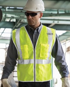 Kishigo 1507 - Chaleco unisex Premium Brilliant Series® de malla con cremallera y tres bolsillos