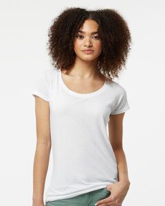 Tultex 243 - Camiseta de mujer con cuello redondo Poly-Rich