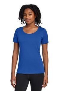 Nike NKBQ5234 - Camiseta de cuello redondo para mujer Dri-FIT de algodón/poliéster. NKBQ5234