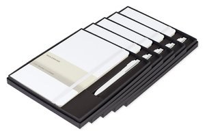 Pack of 5 Moleskine 100479 - Large Notebook and GO Pen Gift Set