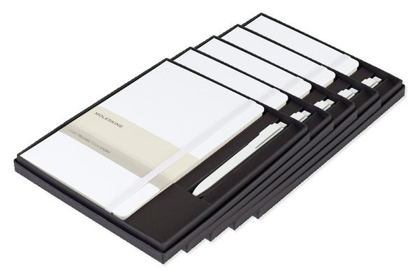 Pack of 5 Moleskine 100479 - Large Notebook and GO Pen Gift Set