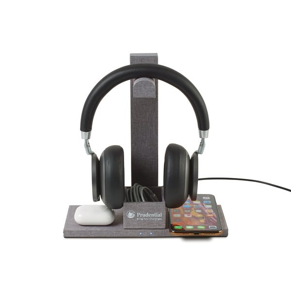 GiftRetail 100937 - Truman Dual Wireless Charger and Headphone Stand