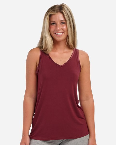 Camiseta sin mangas de bambú con cuello en V para mujer