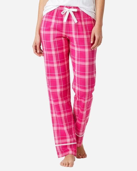 Pantalones de franela con puños para mujer