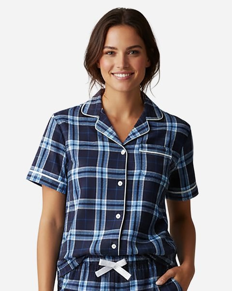 Camisa de franela para mujer de corte cuadrado